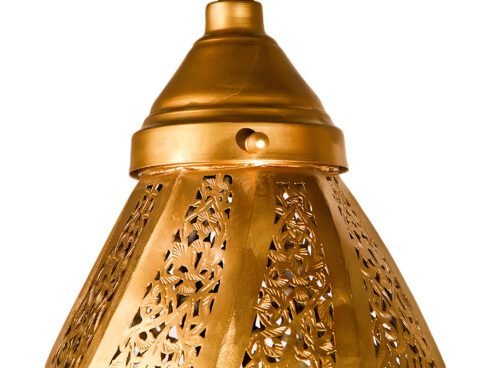 Golden Moroccan Drop Pendant – Hand-Pierced Elegance