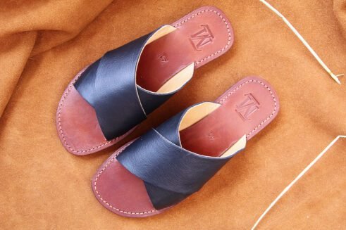 Handcrafted Black Leather Cross Sandals – Timeless Elegance