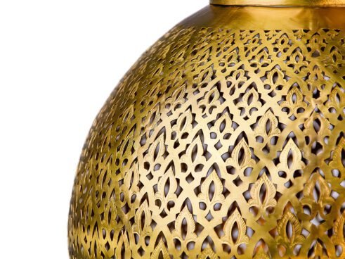 Suspension Marocaine Dorée en Laiton – Modèle Sphère OrientalE