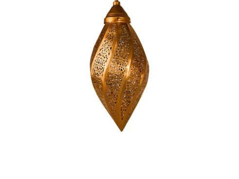 Golden Moroccan Drop Pendant – Hand-Pierced Elegance