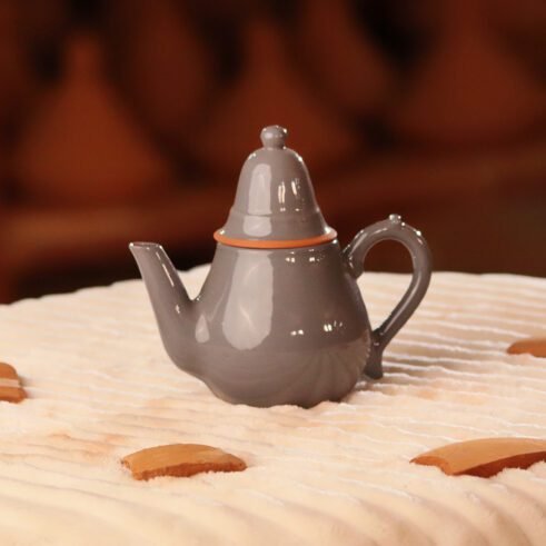 Gray ceramic teapot